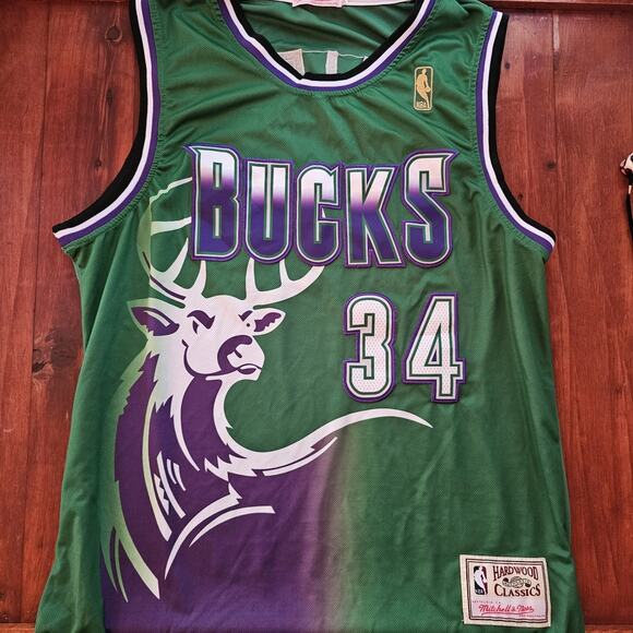 Vintage Milwaukee Bucks Ray Allen Mitchell Ness NBA Basketball 54 2XL XXL Jersey - Picture 1 of 6